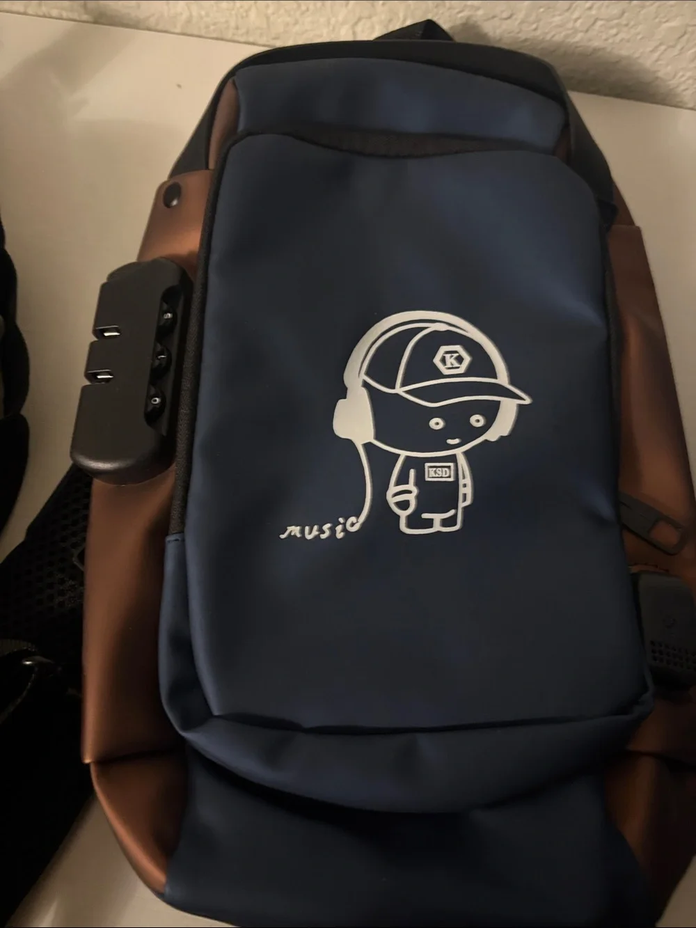 Navy and Black Cartoon Print Backpack Duo